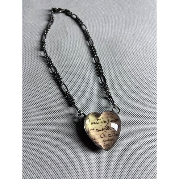 Vintage Heart-Shaped Necklace With Chain - Picture 2 of 6